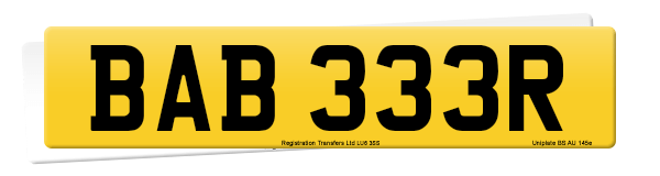 Registration number BAB 333R